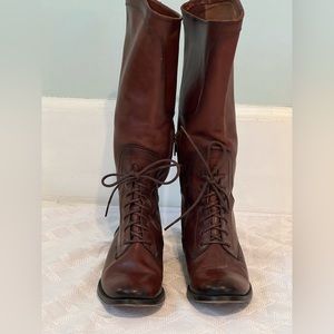 FRYE Melissa Riding Boots Side Zip Cognac Leather Size 7.5